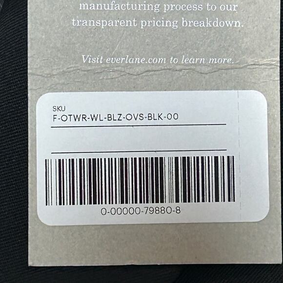 Everlane The 80's Blazer in Black 3 Button Front Long Sleeve Women's Size 00 NWT - Picture 11 of 11